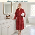 thumbnail image 4 of PAVILIA Plush Robe for Women, Soft Fleece Long Spa Robe, Ladies Bathrobe with Pockets, Warm Fuzzy Housecoat, Wine Red, L/XL, 4 of 8
