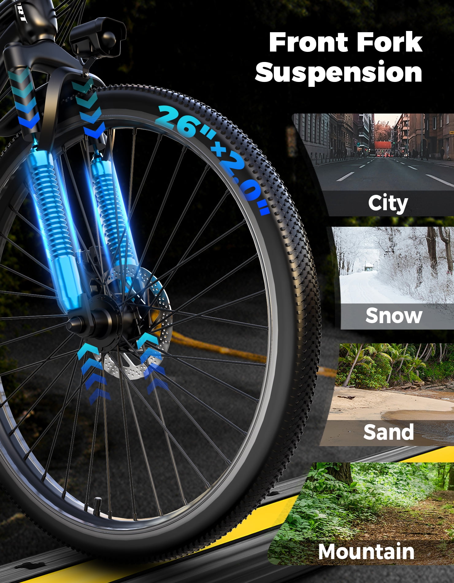PostJoy Electric Bike, 1200W Peak Motor,26" Tire 55 Miles 25MPH Commuting Electric Mountain Bike,48V10A 480Wh Battery Electric Bicycle for Adults 7 Speed