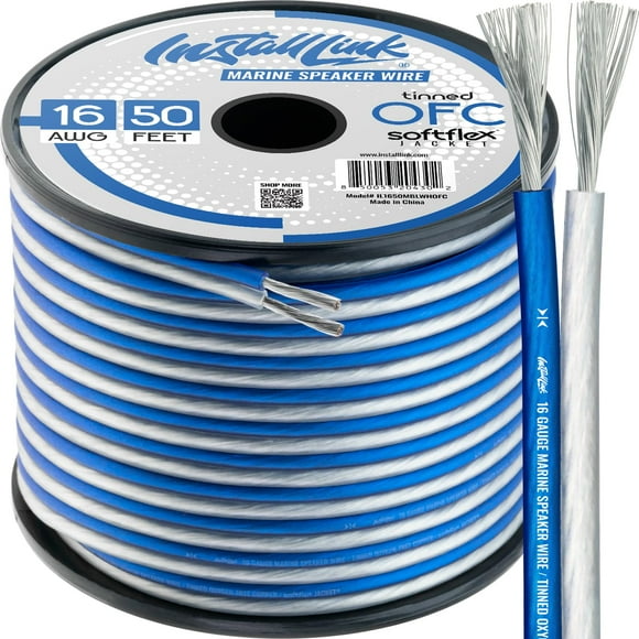 Instale el cable de altavoz de calibre 16 Link (50 pies) para uso marino estañado Ofc