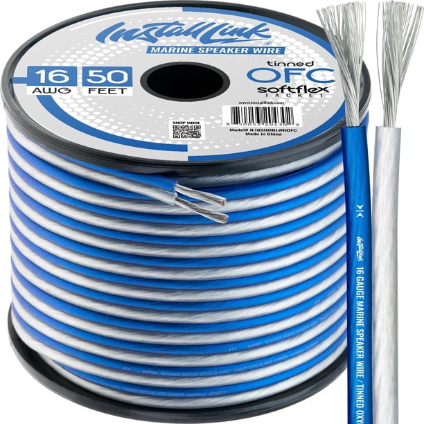 Instale el cable de altavoz de calibre 16 Link (50 pies) para uso marino estañado Ofc
