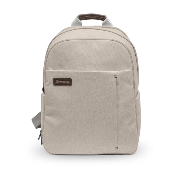 Mochila UPPAbaby Ada Sandstone Mélange con Detalles en Cuero Castaño