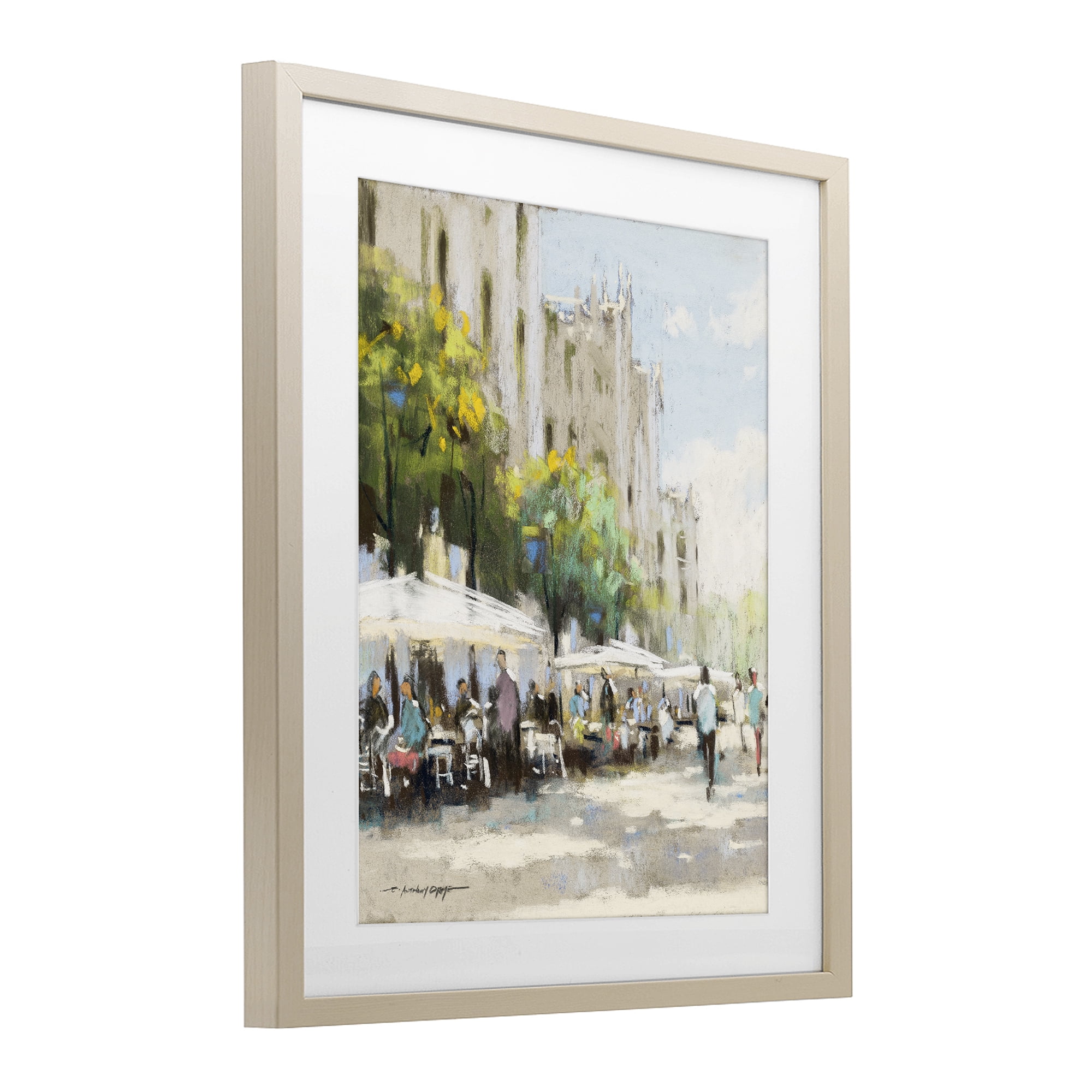 Stupell Industries Street Cafe on Boulevard Birch Framed Print Under Glass, design by Anthony Orme