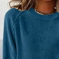 thumbnail image 3 of Womens Casual Corduroy Sweatshirts Solid Color Long Sleeve Crewneck Pullover Casual Loose Spring Fall Tops Outfits, 3 of 6