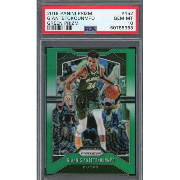 Giannis Antetokounmpo 2019 Panini Green Prizm Basketball Card #152 Graded PSA 10