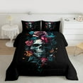 thumbnail image 2 of Manfei Gothic Skull Bedding Comforter Set,Colorful Flower Floral Twin Comforter Sets,Happy Halloween Bedding Set For Boys Girl,Microfiber Bedroom Decor Reversible,2pcs, 2 of 8