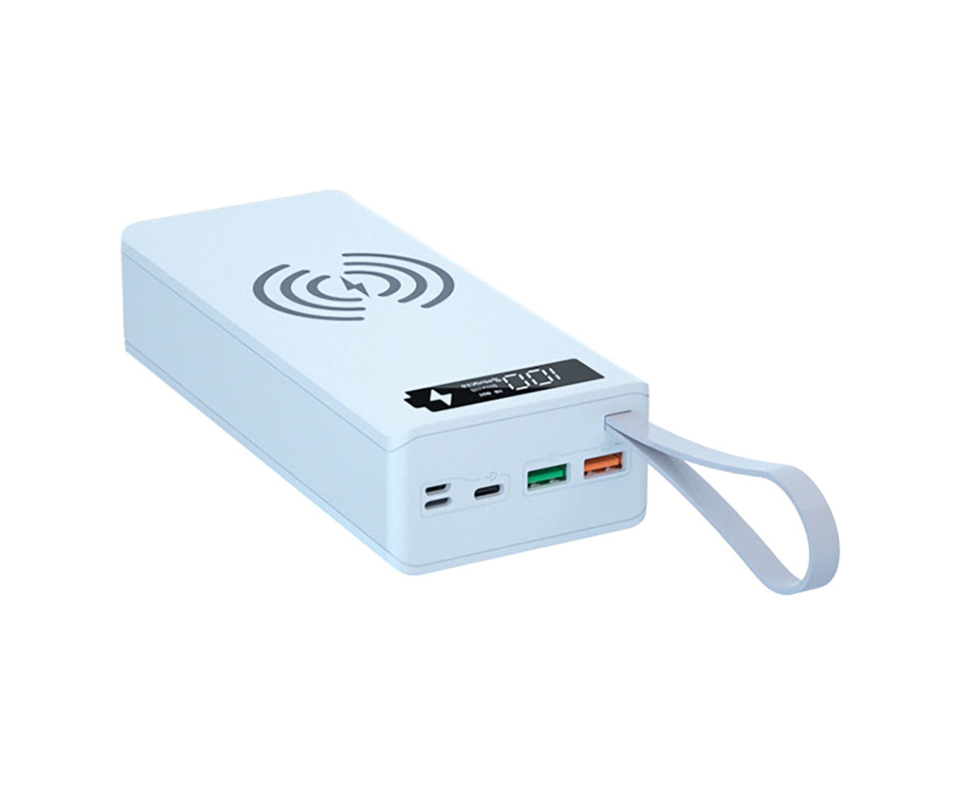 C16 Power Bank Box Detachable Solderless DIY 16x18650 QC Portable Charger Shell for Smart Phone-White Fast Charge,with Wireless Charging
