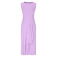 thumbnail image 5 of Htigea Women's Knee Length Dress Summer Crewneck Neck Sleeveless Dress Solid Formal Office Work Everyday Dresses Purple,XL, 5 of 8