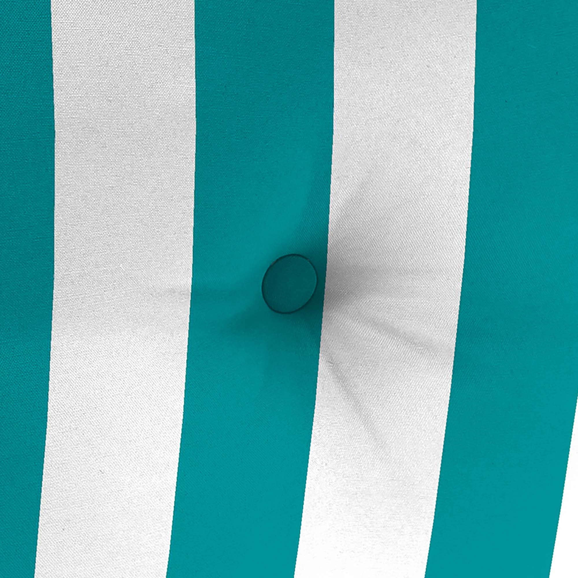 Jordan Manufacturing 23.5" x 24" Awning Turquoise Stripe Square Tufted Outdoor Deep Seat Chair Back Cushion with Fabric Button