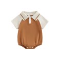 thumbnail image 1 of Fortune Baby Boy Polo Romper Tops Infant Short Sleeve Contrast Color Summer Bodysuits, 1 of 8