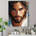 thumbnail image 4 of Qisvanset Framed Canvas Wall Art 12x16 Inch Blue Eyed Jesus Portrait Religious Canvas Art, 4 of 5