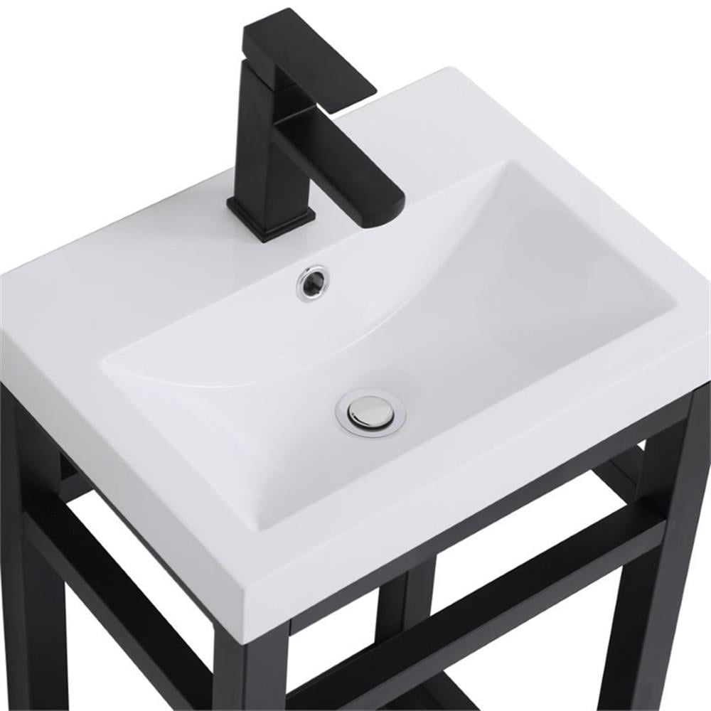 Elegant Lighting VF14018BK Raya 18" Specialty Cast Iron Console Bathroom Sink - Black