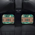 thumbnail image 4 of Renewold Car Floor Mats 4 Pack Universal Fit Front & Rear Rubber Auto Rugs Full Set, Car Interior Decoration for SUV Van Truck Sedan, Southwest American Tribal Leopard Print Teal Brown, 4 of 7