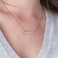 thumbnail image 2 of MyNameNecklace - Personalized Unisex Classic Name Necklace for Woman - Custom Cursive Nameplate - Made of 18k Gold Plated Silver Custom Any Name with 16'' + 2" Chain, 2 of 4