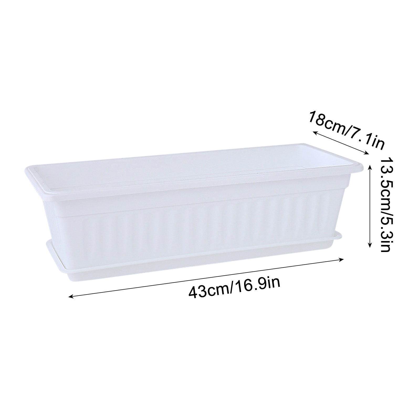 Gifts ufehgfjh 2pcs Rectangular Plastic Planting Trough 17 x 7.5 x 5.5 in with Drip Tray Balcony Vegetable Planter Seedling Box Durable Plastic Nursery Pot for Herbs Flowers Indoor Outdoor Gardening