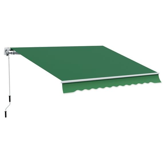Outsunny Retractable Awning Manual Sun Shade Shelter Green