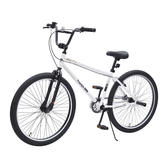 POVANLI 26 Inch reestyle BMX Bike Double Disc Brakes Single Speed Bicycle for Adult Age 12 Years,Fits Riders 3'2"-4'2",15 inch Frame,Gift