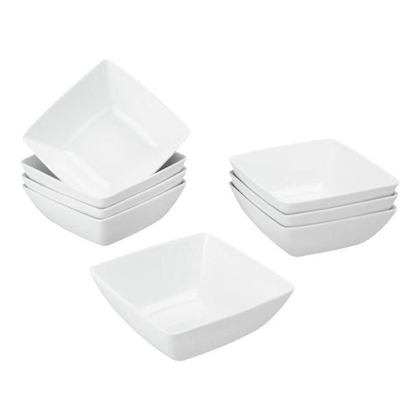 BETTER HOMES & GARDENS PORCELAIN SQUARE-SHAPED CEREAL BOWL, 8 PACK
