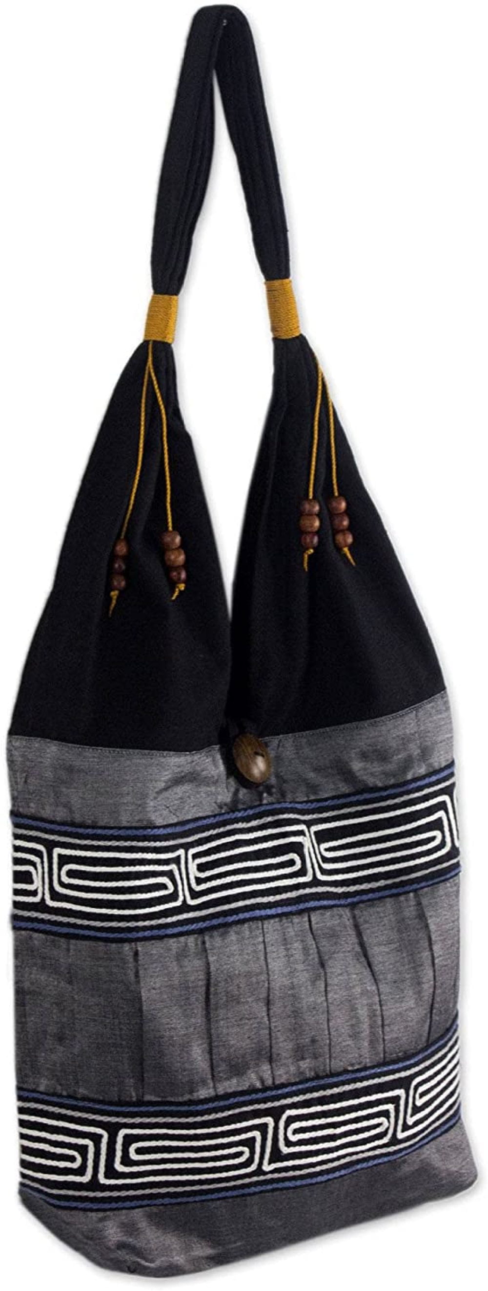 Ebony Chic NOVICA Multicoloured Cotton Shoulder Bag 