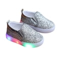 thumbnail image 2 of Toddler Girl Boots,Girls Fashion Sneakers with Flashing LED Lights Sparkly Casual Shoes Breathable Platform Sole Comfortable Kids Shoes for Play and Nighttime,Toddler Snow Boots,Silver,5-5.5 Years, 2 of 9