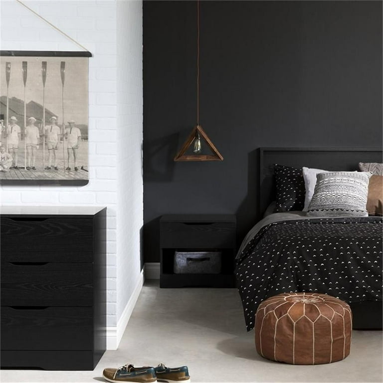 Home Square Bedroom Set - 3-Piece with 2 Nightstands and 6 Drawer Dresser  in Black Oak - Walmart.com