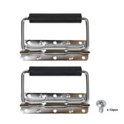 Sound Town 2-pack Spring Loaded Case Handles, Stainless Surface Mount Handle with Rubber Grip, for Rack Case, Chest, PA Speaker Cabinet, Chromed (ST-RHW-18)