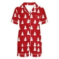 thumbnail image 5 of Lorytime Fall Pjs for Women Set Christmas Tree Short Sleeved Collared Button Down Shirt Sleep Shorts Cozy Loungewear, 5 of 9