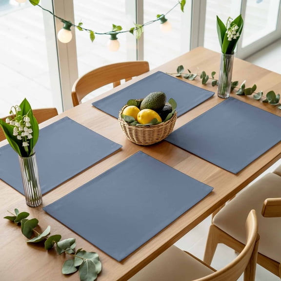 Solid Pure Cyan Light Blue Placemats Set of 4,Wipeable Washable Table Mats for Dining Tables, Unadorned Single Color Art Place Mats for Kitchen Event Party Tabletop Decor