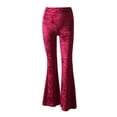 thumbnail image 4 of Womens High Waist Crushed Velvet Flare Pants Ladies Casual Bell Bottoms Trousers, 4 of 5