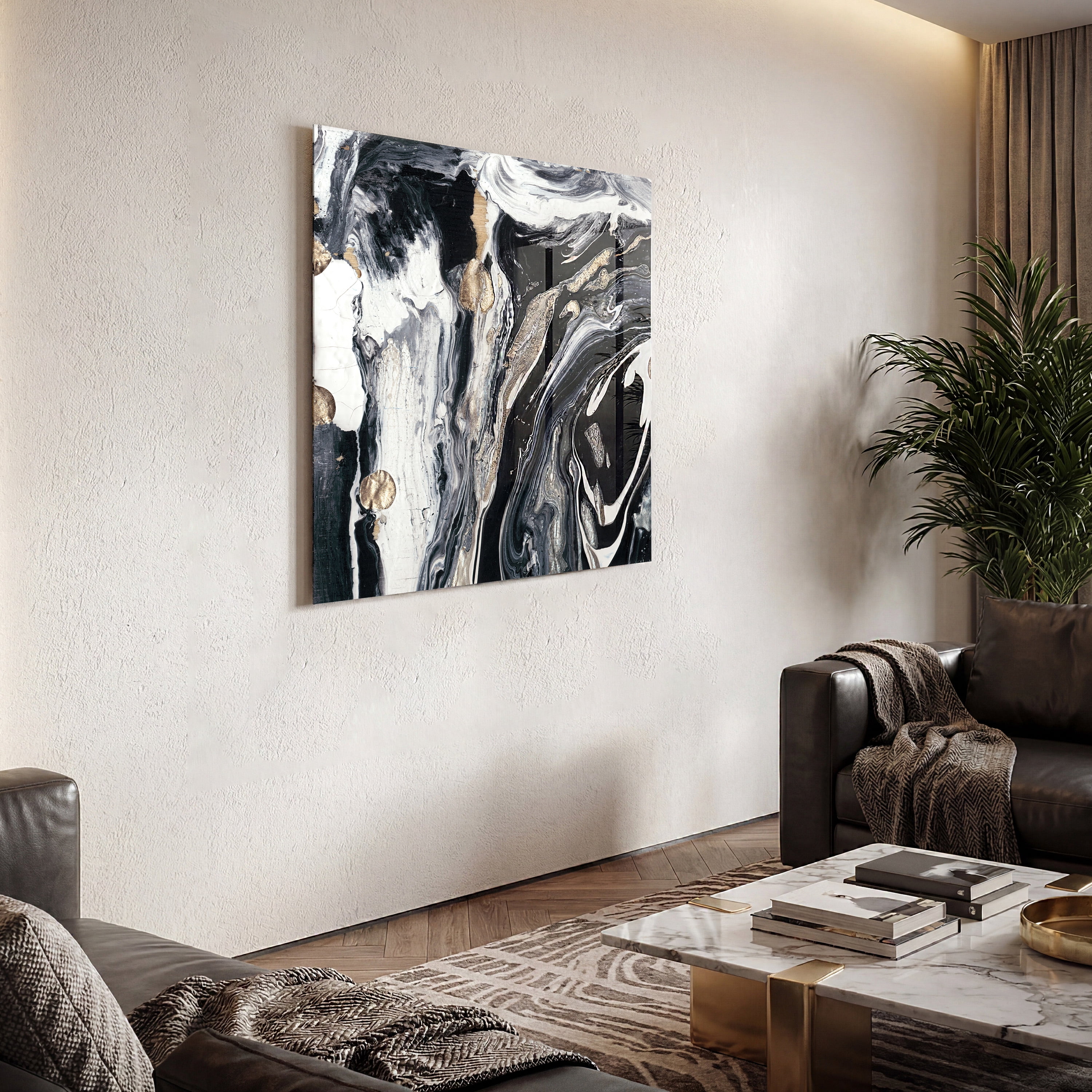 Ebony & Ivory B 36.00" x 0.20" Mixed Media Art, by Empire Art