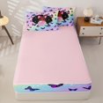thumbnail image 4 of Castle Fairy Black Cute Girl Zipper Full Size Comforter Sets with Fitted Sheet and 2 Pillowcases,Flying Butterfly Gradient Starry Sky Zipper Bedding Set,Lavender Azure Rose,4pcs, 4 of 6