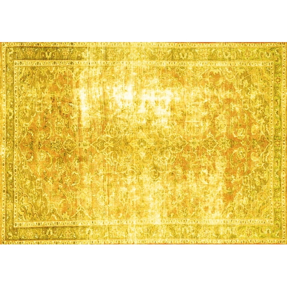 Ahgly Company Indoor Rectangle Persian Yellow Traditional Area Rugs, 2' x 4'
