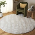 thumbnail image 2 of SAFAVIEH Rumi Jasmine Abstract Polyester Shag Area Rug, Ivory/Light Beige, 6'7" x 6'7" Round, 2 of 10