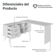 thumbnail image 5 of Kit 2 Piezas Escritorio en L y Armario Vidrio Madesa Blanco, 5 of 10