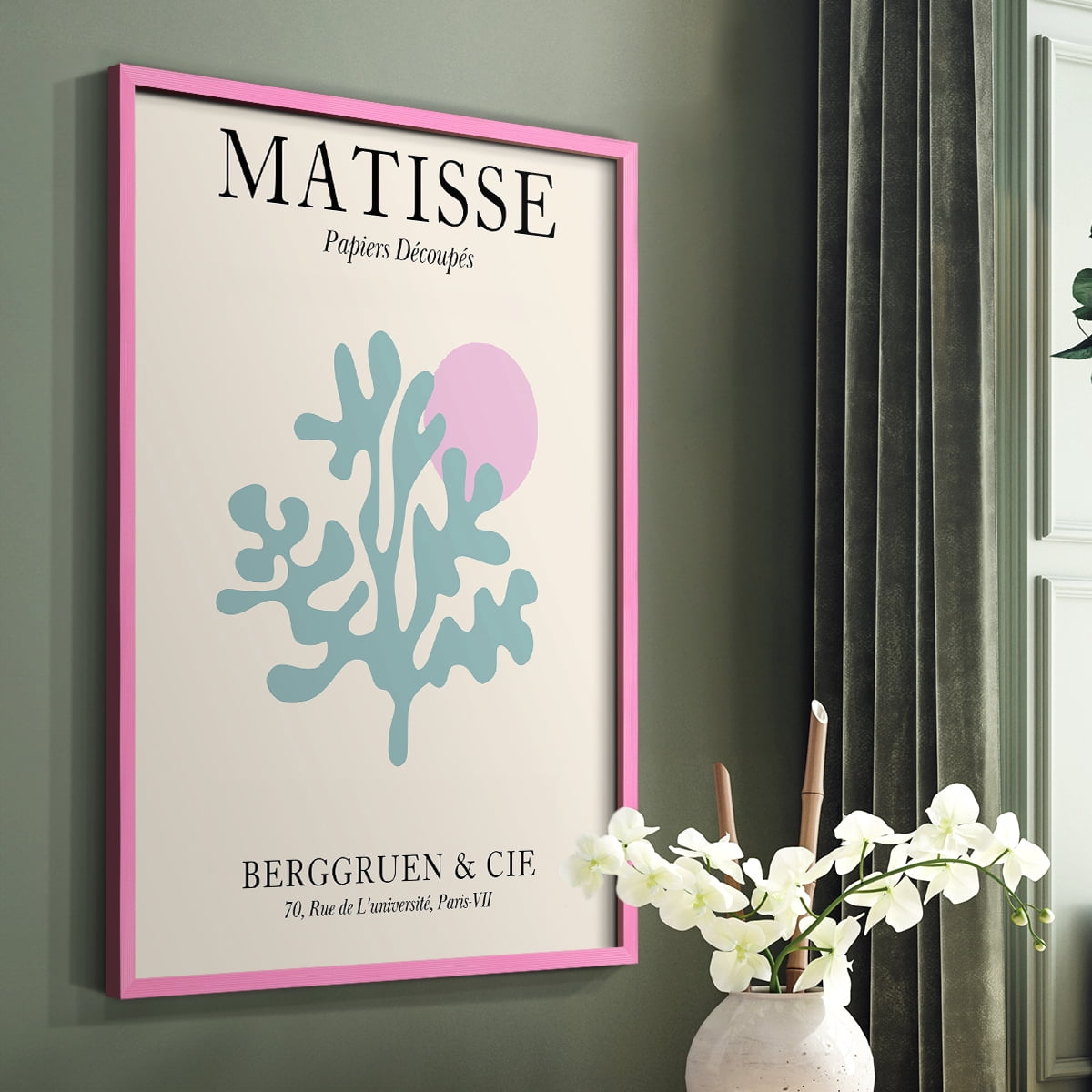 Matisse DV Framed Print in Pink Solid Wood Framed Print No Nail Hanging