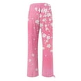 thumbnail image 5 of Jxximdong Palazzo Pants for Women, Retro Printed Fashionable Drawstring Loose Pants High Waist Casual Pants Wide Leg Pants, Pink Womens Casual Trousers, 5 of 5