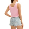 thumbnail image 3 of ATHLECHIC Camiseta sin mangas de algodón recortada y suelta para el verano, tops casuales para mujeres, M Rosa, 3 of 5