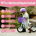 thumbnail image 2 of Kid's Bicycle Basket Streamers Set, Children's Bike Handlebar Wicker Basket Bike Streamers Bell and Stickers,Bicycle Decoration Accessories for Toddler Children Kids Girl, 2 of 7