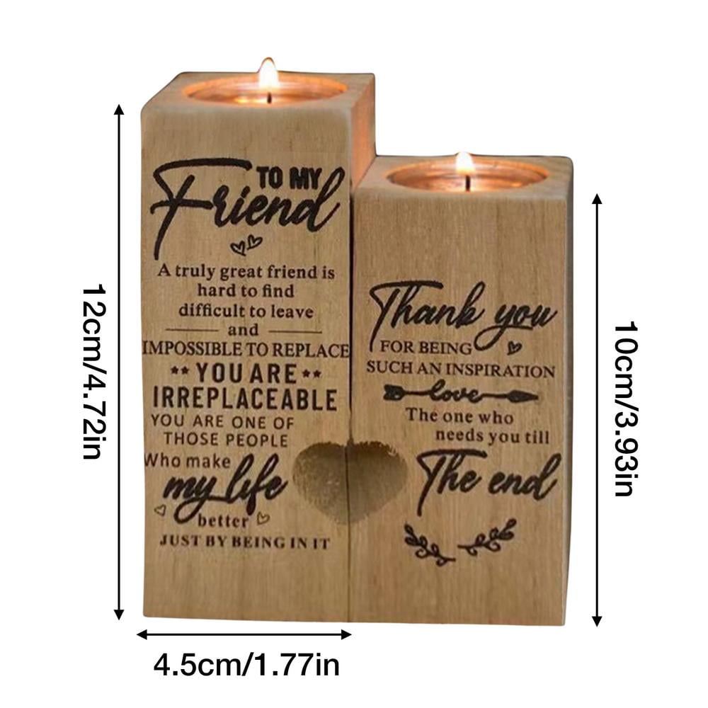 Worallymy Heart-shaped Wooden Candle Holder Art Candlesticks with Candle Couple  Gifts Christmas Gifts for Friends Birthday Anniversary 