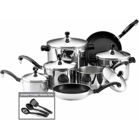 Farberware 15-Piece Cookware Set, Stainless Steel (Best Way To Clean Stainless Steel Cookware)