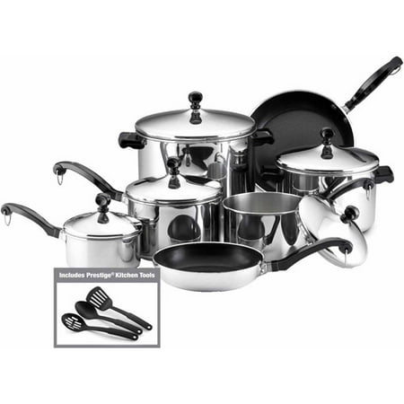 Farberware Stainless Steel Classic Cookware - Farberware 15-Piece Cookware Set, Stainless Steel