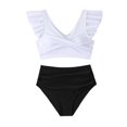 thumbnail image 4 of Women's Swimsuit Two Piece Swimsuit High Waist Ruffled Strap Set plus Size Bathing Suits for Women with Shorts Swim Trunks for Women with Pockets Womens Bathing Suits plus Size Shorts Swim Suites, 4 of 6