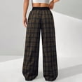 thumbnail image 5 of Bxsruta Women's Plaid Printed Elastic Waist Wide Leg Pants, Linen Blend for Casual Everyday Wear with Pockets, 5 of 8
