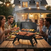 MASTER COOK Portable Charcoal Grill, Foldable BBQ Grill with Adjustable Vent for Outdoor Camping, Patio, Tailgating, Travel