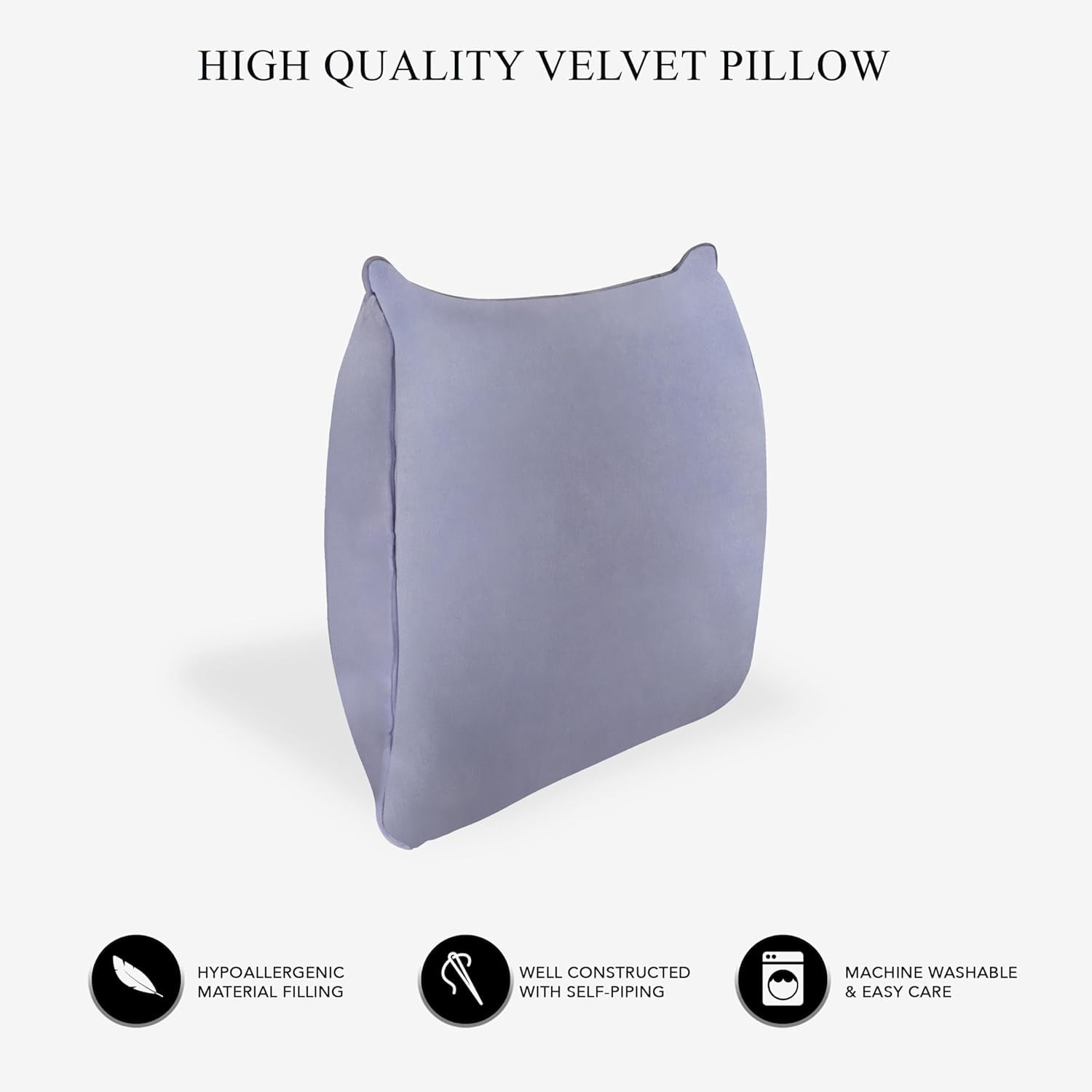 A1HC Hypoallergenic Down Alternative Decorative Throw Pillow, 24x24 in, Square, Pack of 1, Slat Grey