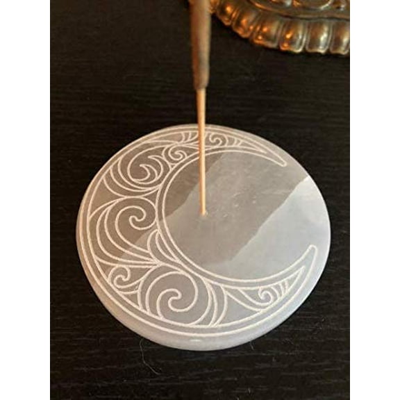 Moon Round 3inch Selenite Incense Burner