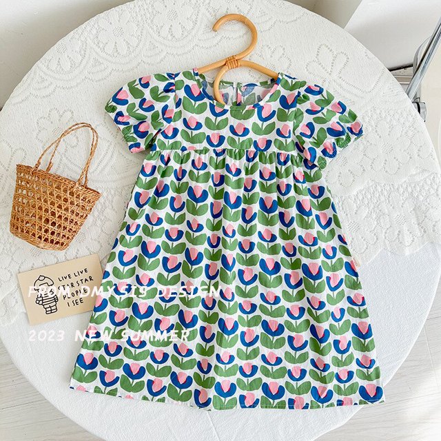 Vestidos de verano para niñas, vestidos de verano para niños, sin mangas, bonito estampado de paraguas, cuello redondo, vestido acampanado, vestidos de princesa de verano para niñas Tan Jianjun unisex
