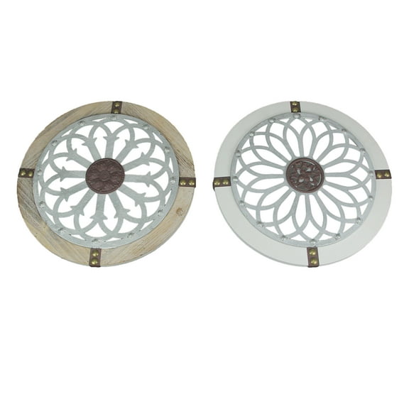 Special T Imports 18 inch Wood Metal Medallion Wall Art Rustic Farmhouse (Set of 2)