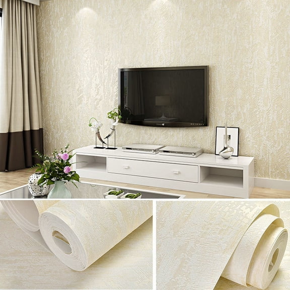 Zhuge 1 Roll 31 ft×21 in Embossed Textured Non-Adhesive Wallpaper, Durable Traditional Paper Wall Covering for Bedroom, Kitchen & Living Room (Not Peel and Stick), Beige A