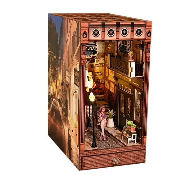 Kits de libros de bricolaje Hugo Casa en miniatura rompecabezas de madera 3D soporte para sujetalibros