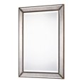 thumbnail image 1 of Benzara BM204983 Rectangular Faceted & Beveled Wooden Wall Mirror, Gray & Silver, 1 of 2